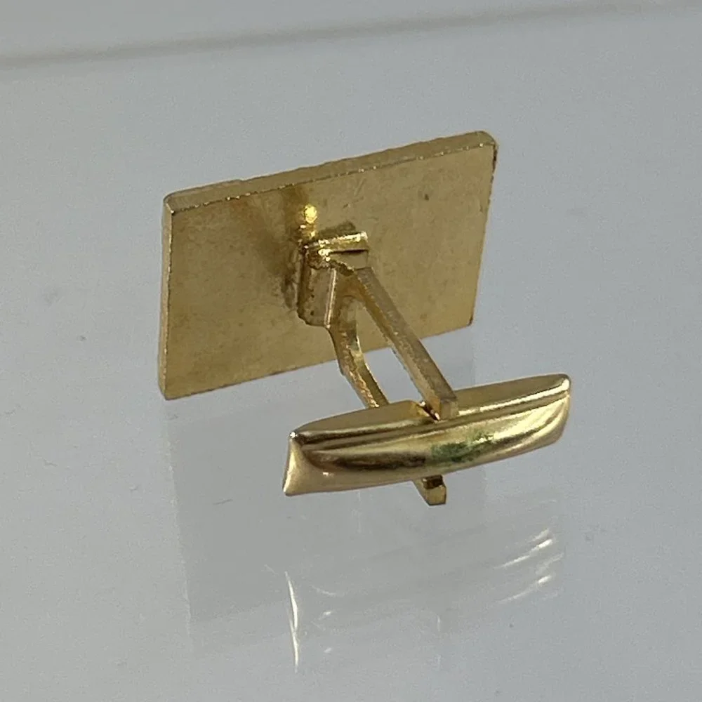 Vintage Gold Tone Textured Cufflinks Rectangles Wedding Prom Unbranded Geometric